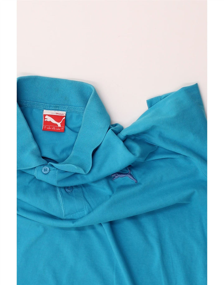 PUMA Mens Polo Shirt Large Blue Cotton Vintage Puma and Second-Hand Puma from Messina Hembry 