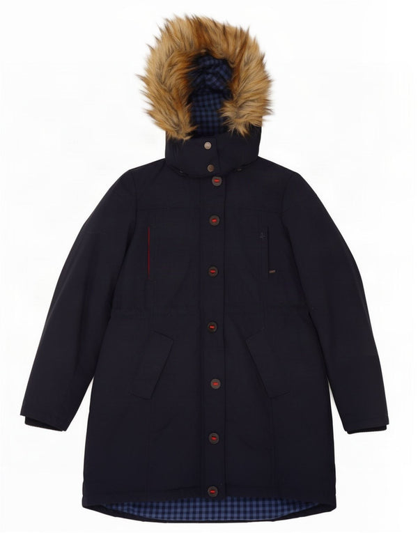 Fat Face Γυναικείο παλτό με κουκούλα UK 14 Medium Navy Blue Nylon