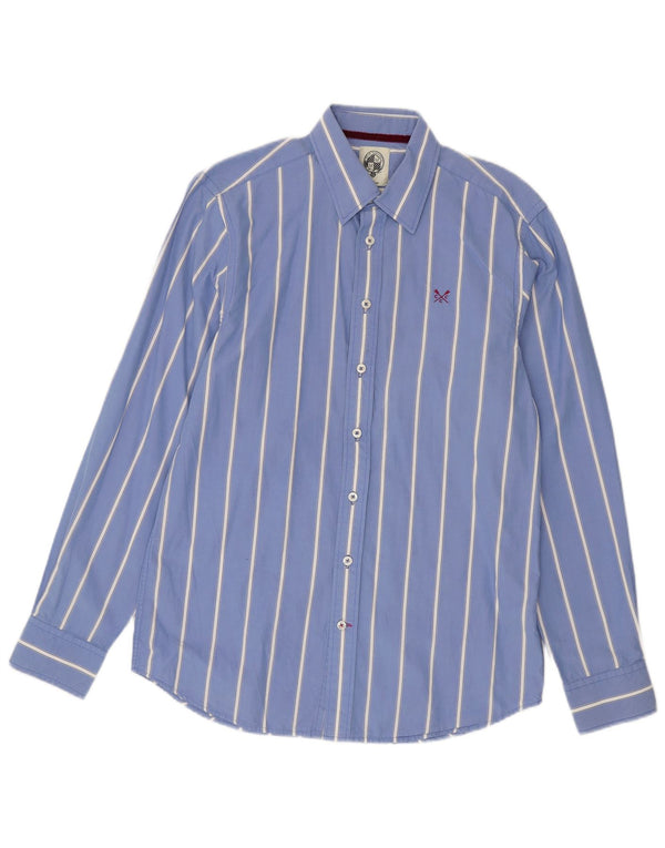 Crew Clothing Mens Tailored Fit Shirt Medium Blue Striped Cotton