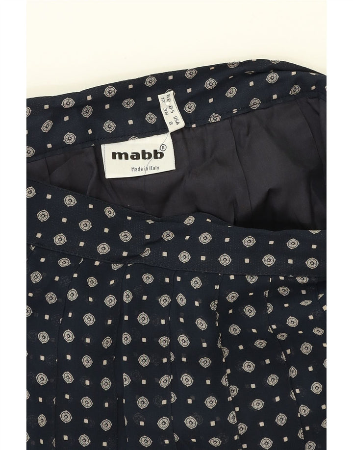 MABB Womens Abstract Pattern A-Line Skirt UK 12 Medium W28  Navy Blue Vintage mabb and Second-Hand mabb from Messina Hembry 