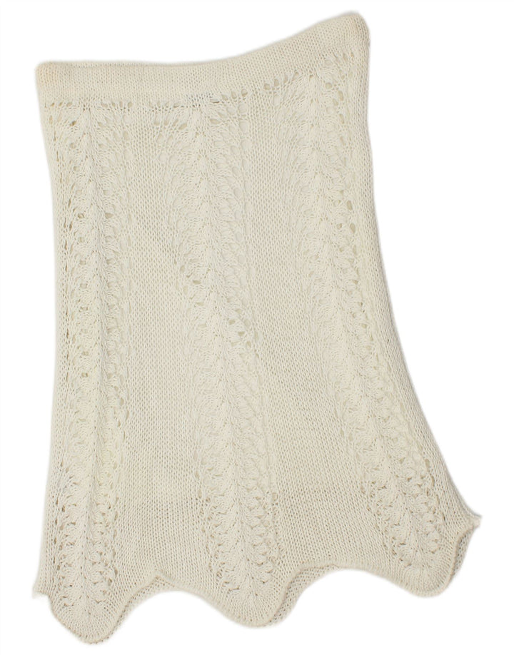 VINTAGE Womens Knit Asymmetrical Skirt W34 Large White Polyester