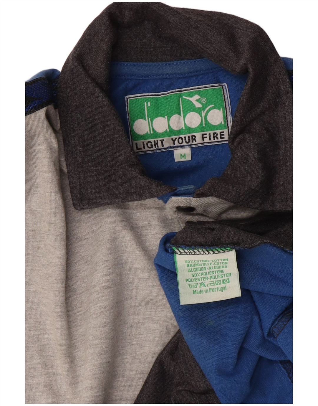 Diadora Mens Polo Shirt Medium Grey Colourblock Cotton