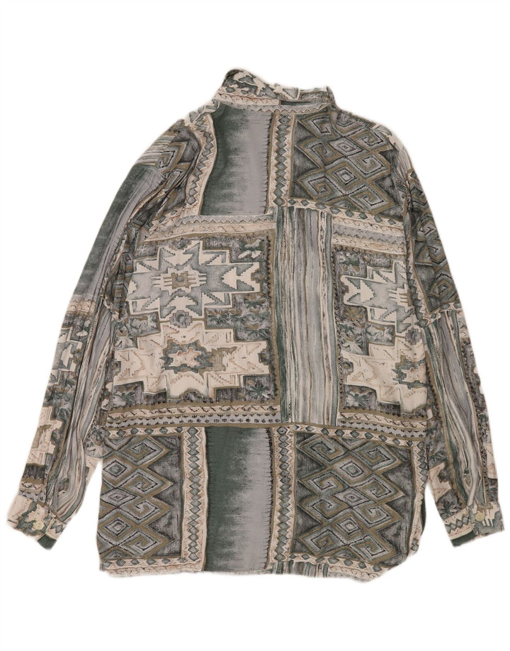 Biaggini Dame Shirt Bluse IT 44 Medium Grøn Geometrisk Viscose