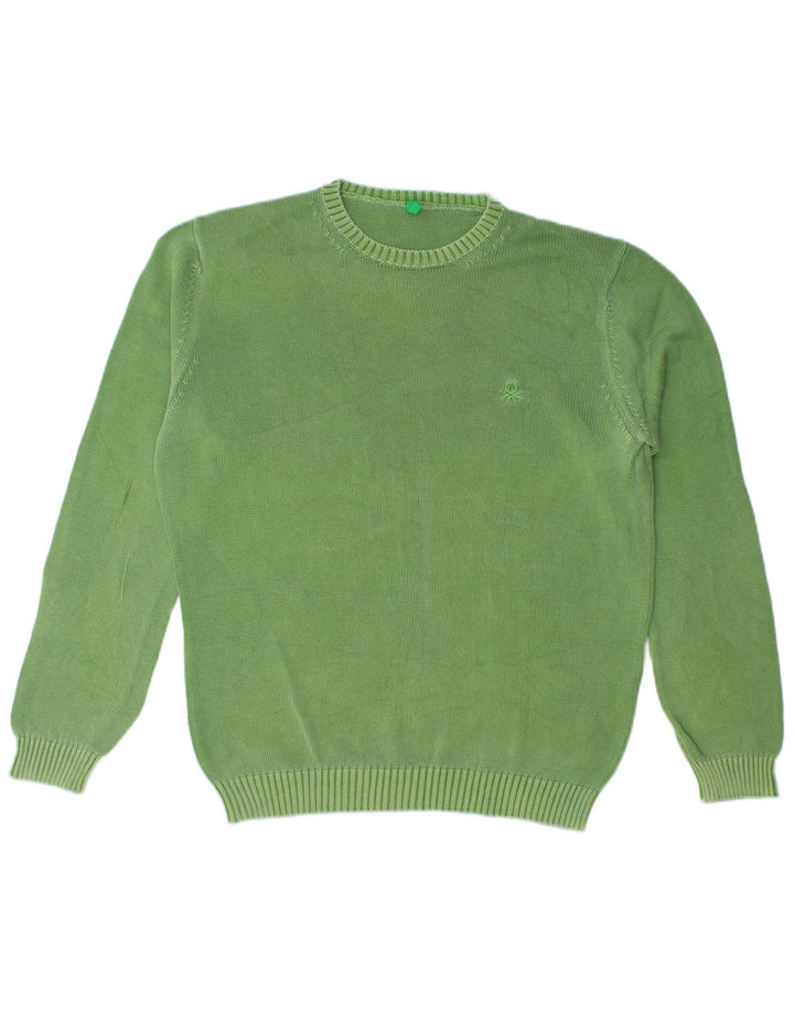 Benetton Mens Crew Neck Jumper Sweater Medium Green