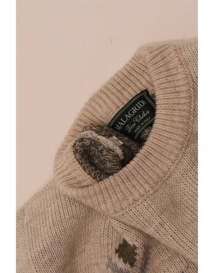 Malagrida Herre Crew Neck Jumper Sweater Medium Beige Geometrisk