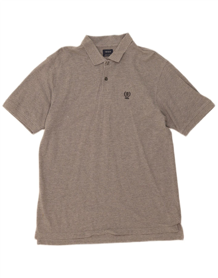 IZOD Mens Polo Shirt Large Grey Cotton