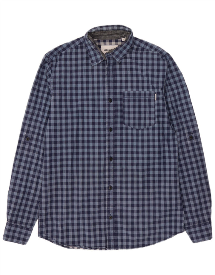 Jack & Jones Mens Slim Fit Shirt Medium Blue Gingham