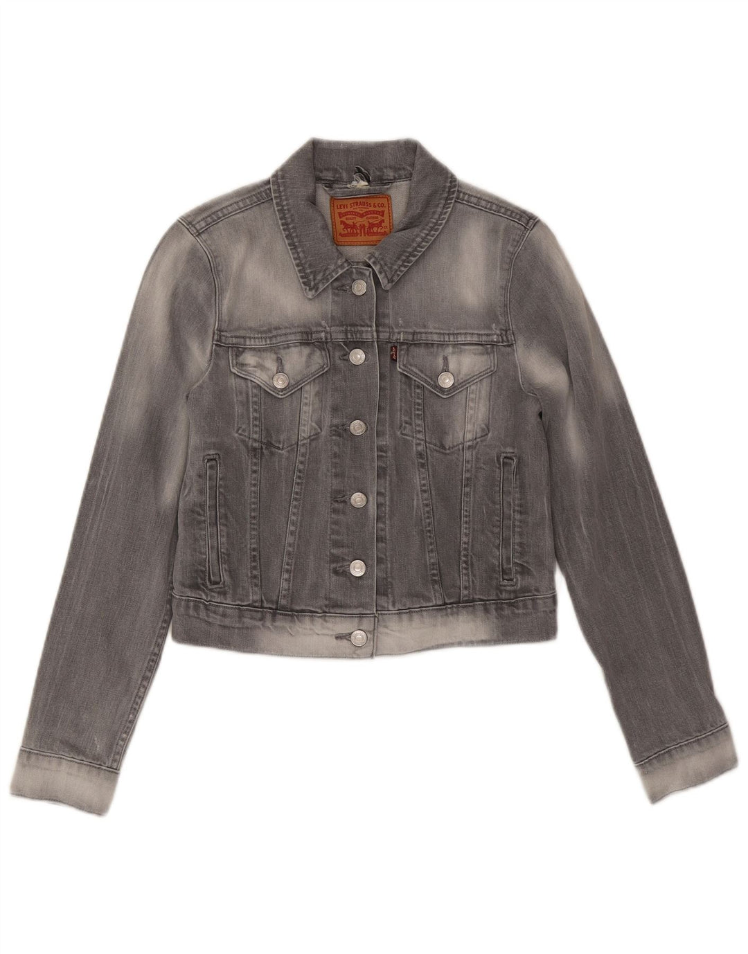 LEVI'S Damen Crop Denim Jacke UK 10 Small Graue Baumwolle