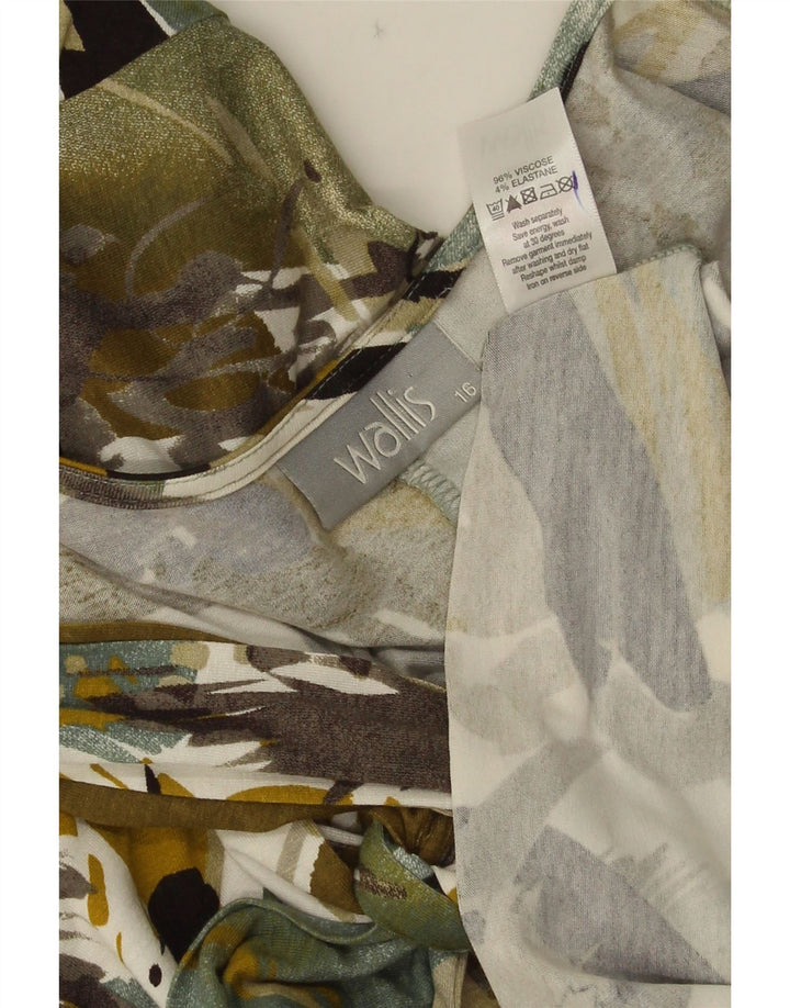 Wallis Womens Abstract Pattern A-Line Dress UK 16 Large Green Viscose