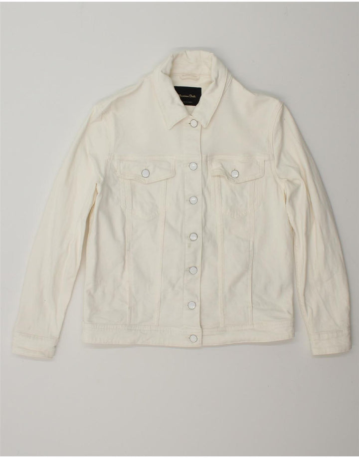 MASSIMO DUTTI Womens Denim Jacket UK 14 Medium White Cotton Vintage Massimo Dutti and Second-Hand Massimo Dutti from Messina Hembry 
