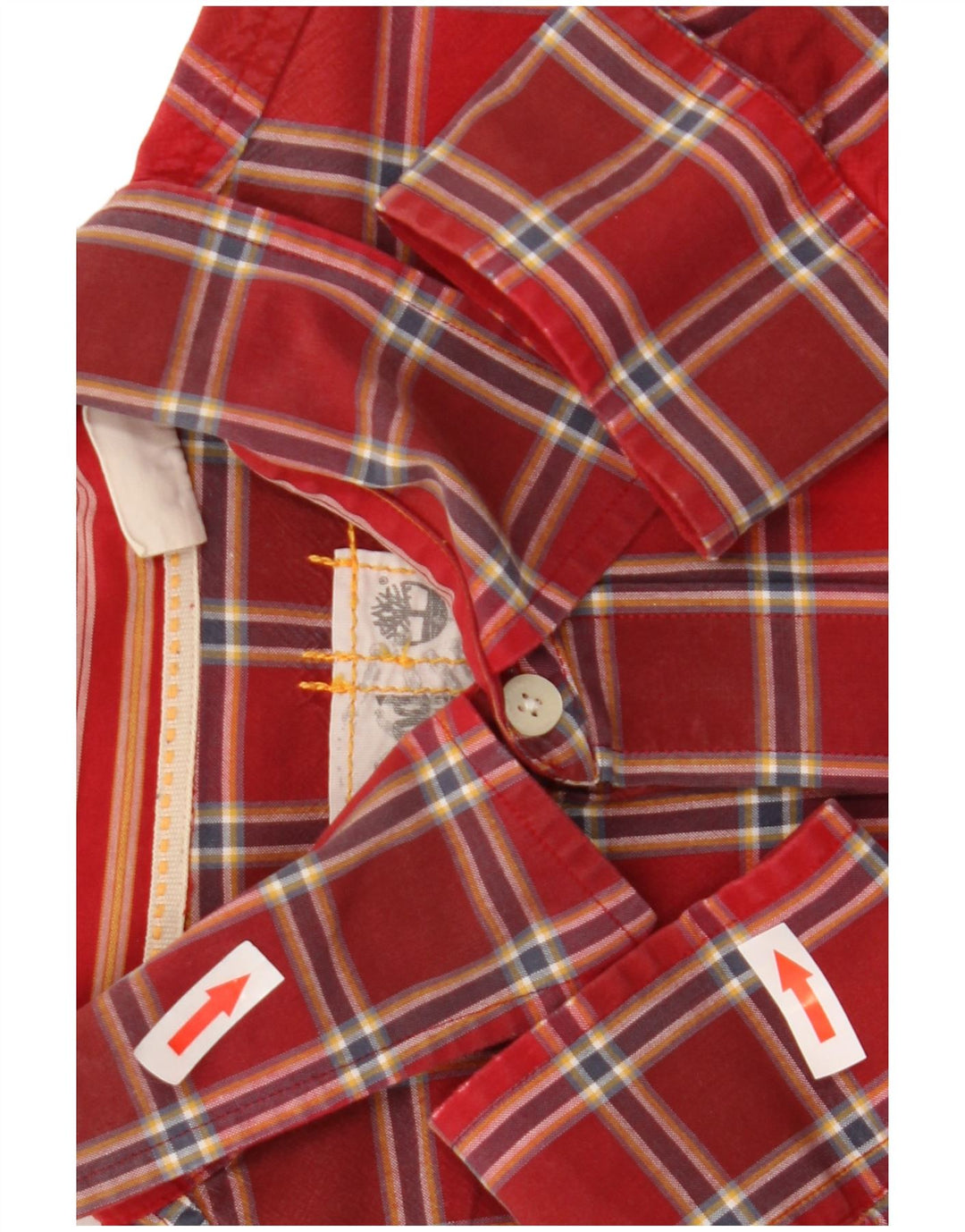 Camisa masculina Timberland grande xadrez vermelho algodão