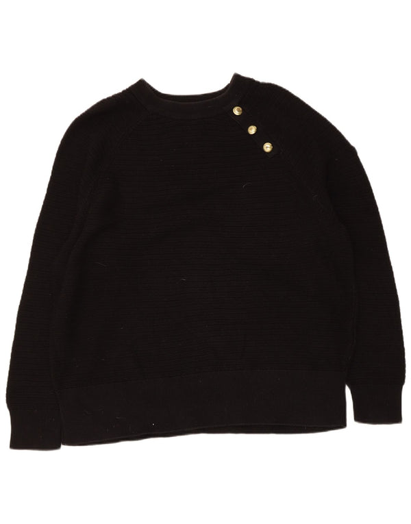 Barbour Pull coupe classique à col bateau pour femme UK 12 Noir moyen