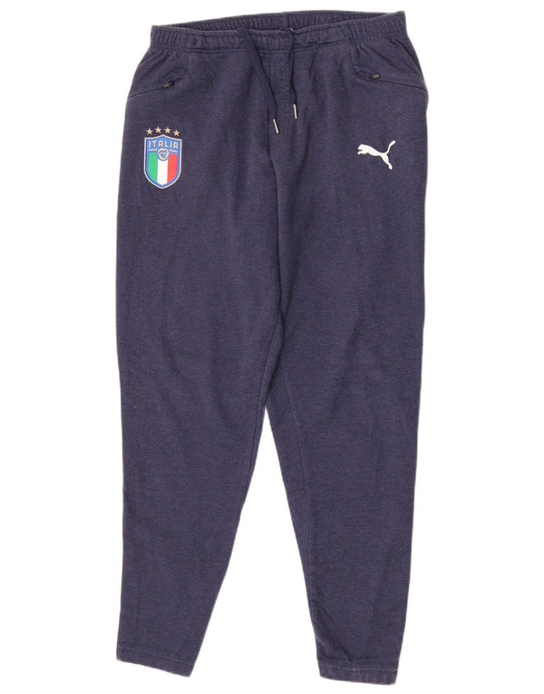 Puma Mens Italia Tracksuit Trousers Large Navy Blue Cotton