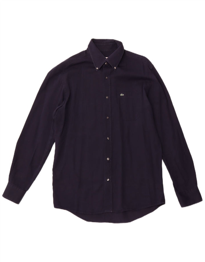 LACOSTE Mens Regular Fit Shirt Size 41 Medium Navy Blue Cotton