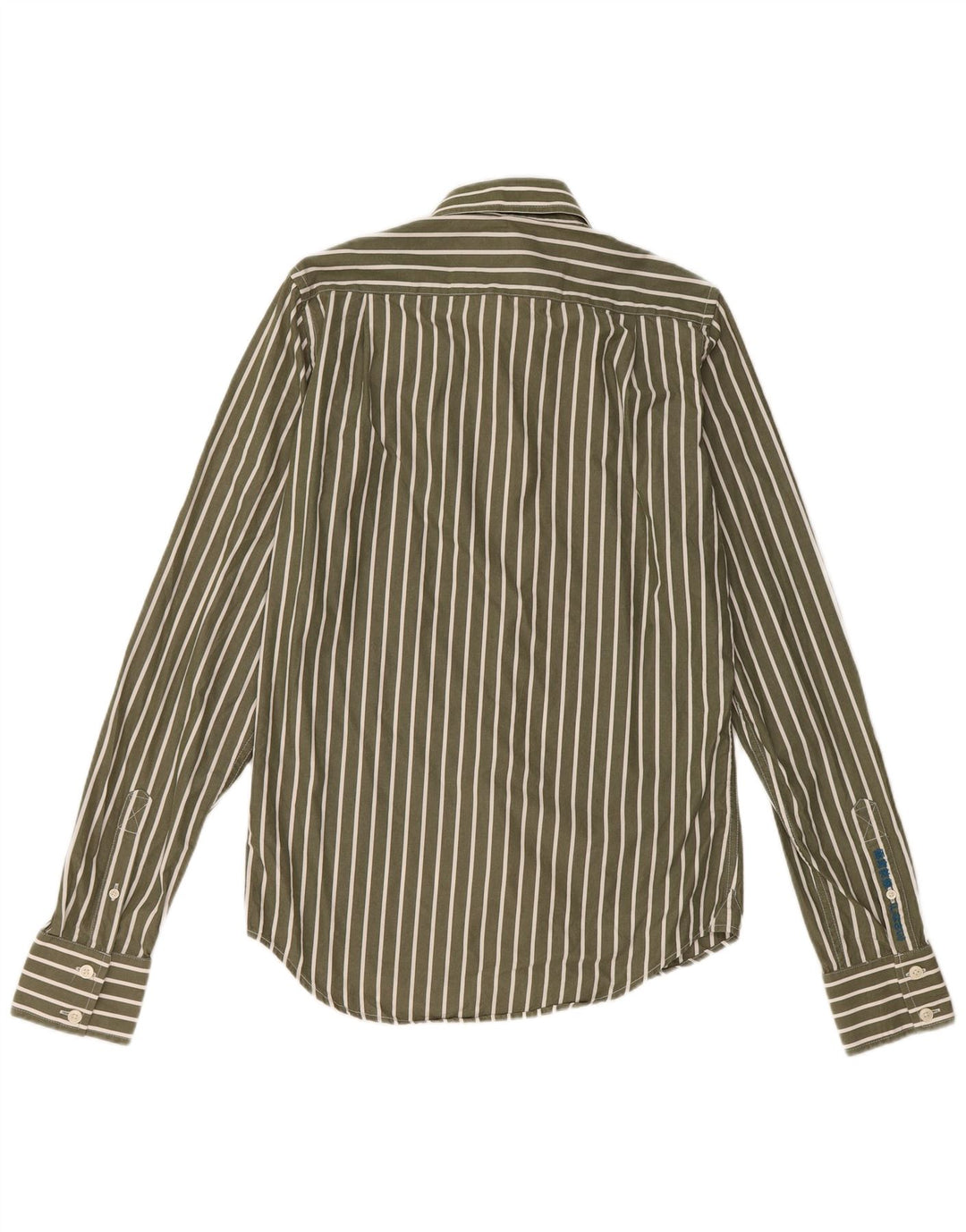 SUPERDRY Mens Shirt Medium Khaki Pinstripe Cotton