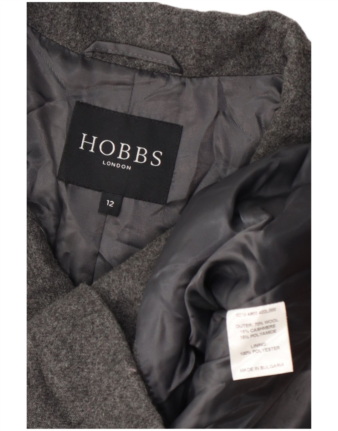 Hobbs Womens Pea Coat UK 12 Medium Grey Uld