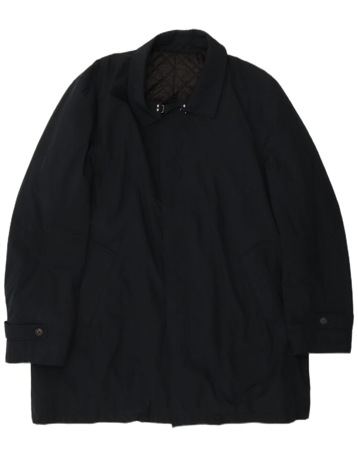 Borsalino Mens Raincoat IT 56 3XL Navy Blue Polyester Classic