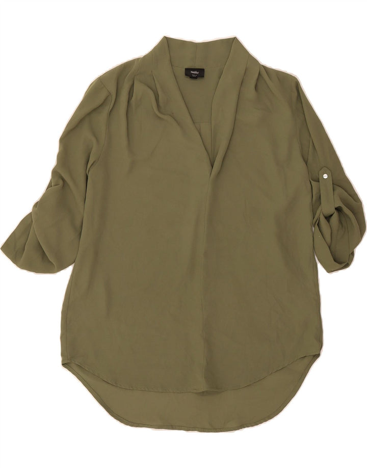 MOSSIMO Womens 3/4 Sleeve Pullover Shirt UK 14 Medium Green Polyester Vintage Mossimo and Second-Hand Mossimo from Messina Hembry 