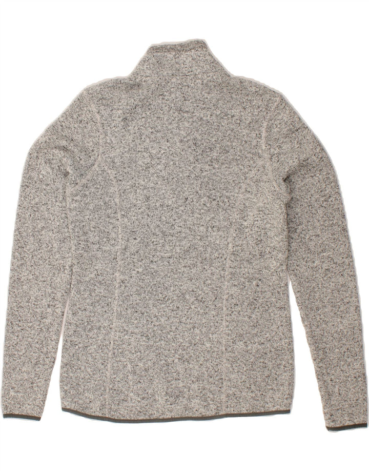 EDDIE BAUER Womens Shawl Neck Jumper Sweater UK 14 Medium Grey Flecked Vintage Eddie Bauer and Second-Hand Eddie Bauer from Messina Hembry 