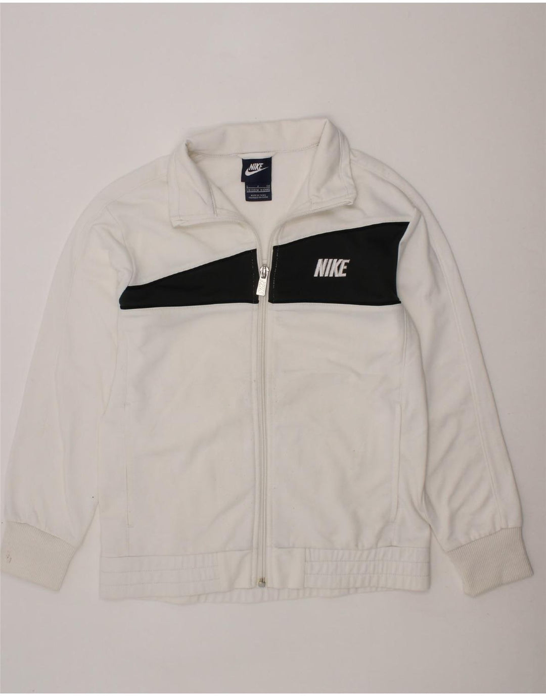 NIKE Boys Tracksuit Top Jacket 8-9 Years Small White Colourblock Vintage Nike and Second-Hand Nike from Messina Hembry 