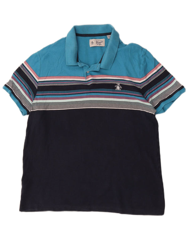 Penguin Herren-Poloshirt XL, Marineblau, Colourblock-Baumwolle