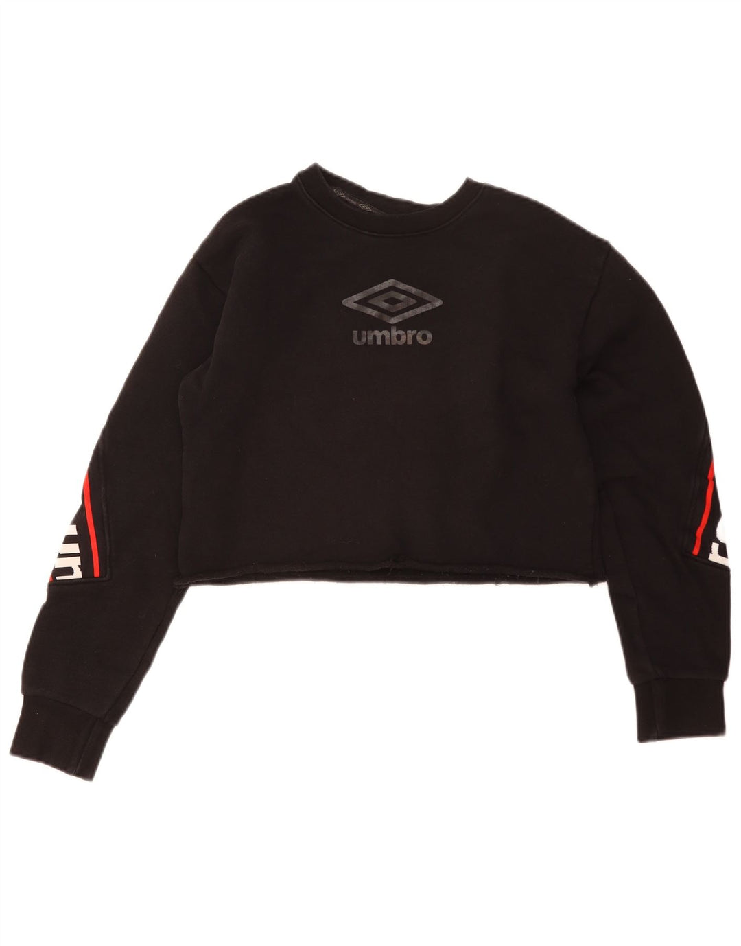 Umbro Womens Crop Graphic Sweatshirt Jumper UK 14 Medium Black