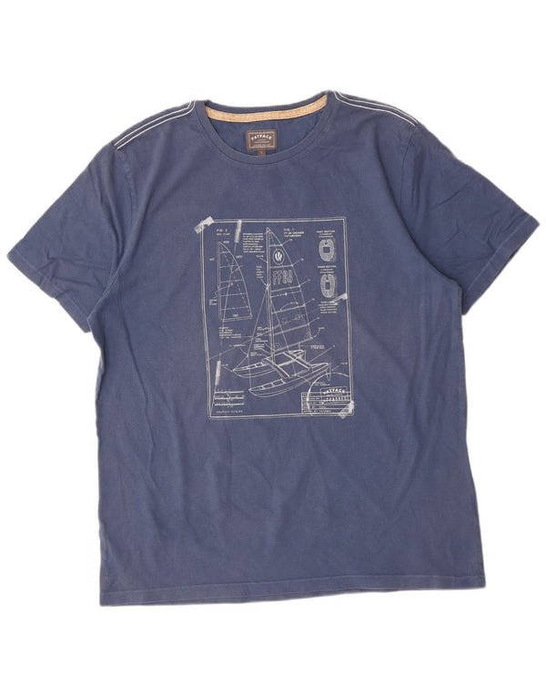 Fat Face Mens Graphic T-Shirt Top Large Blue Cotton