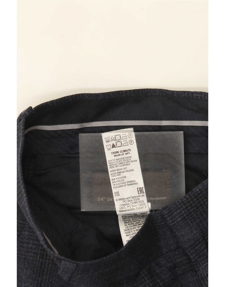 Marks & Spencer Mens Chino Trousers W34 L29 Navy Blue Houndstooth