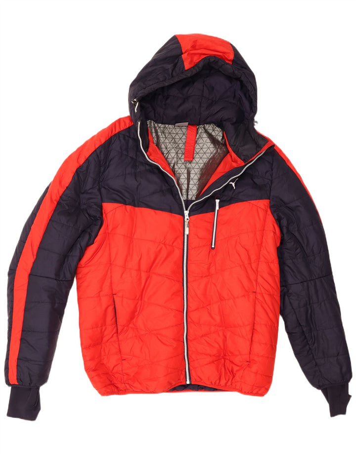 Puma Herre hættepolstret jakke UK 40 Large Red Colourblock Polyester