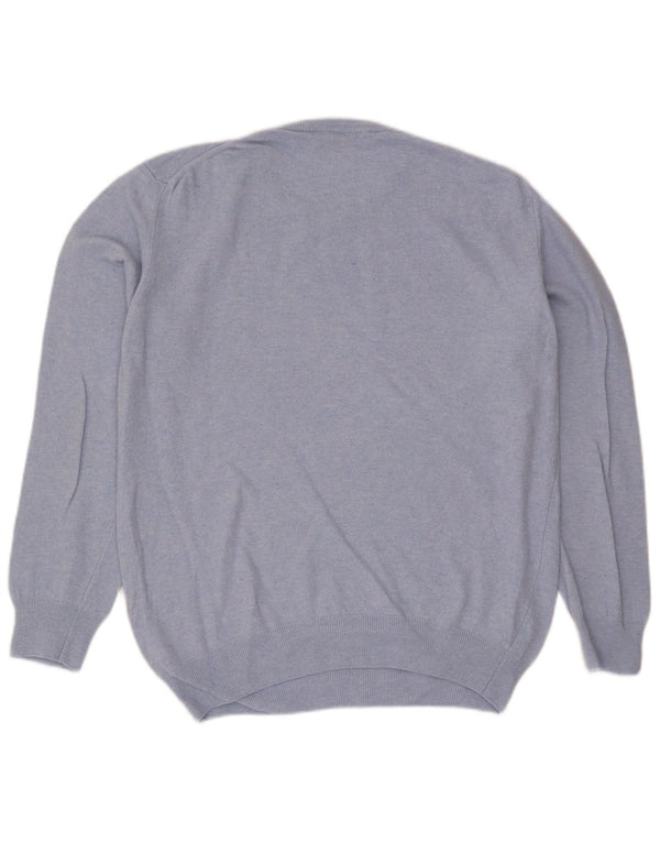 Trussardi Mens Crew Neck Jumper Sweater Medium Blue Wool