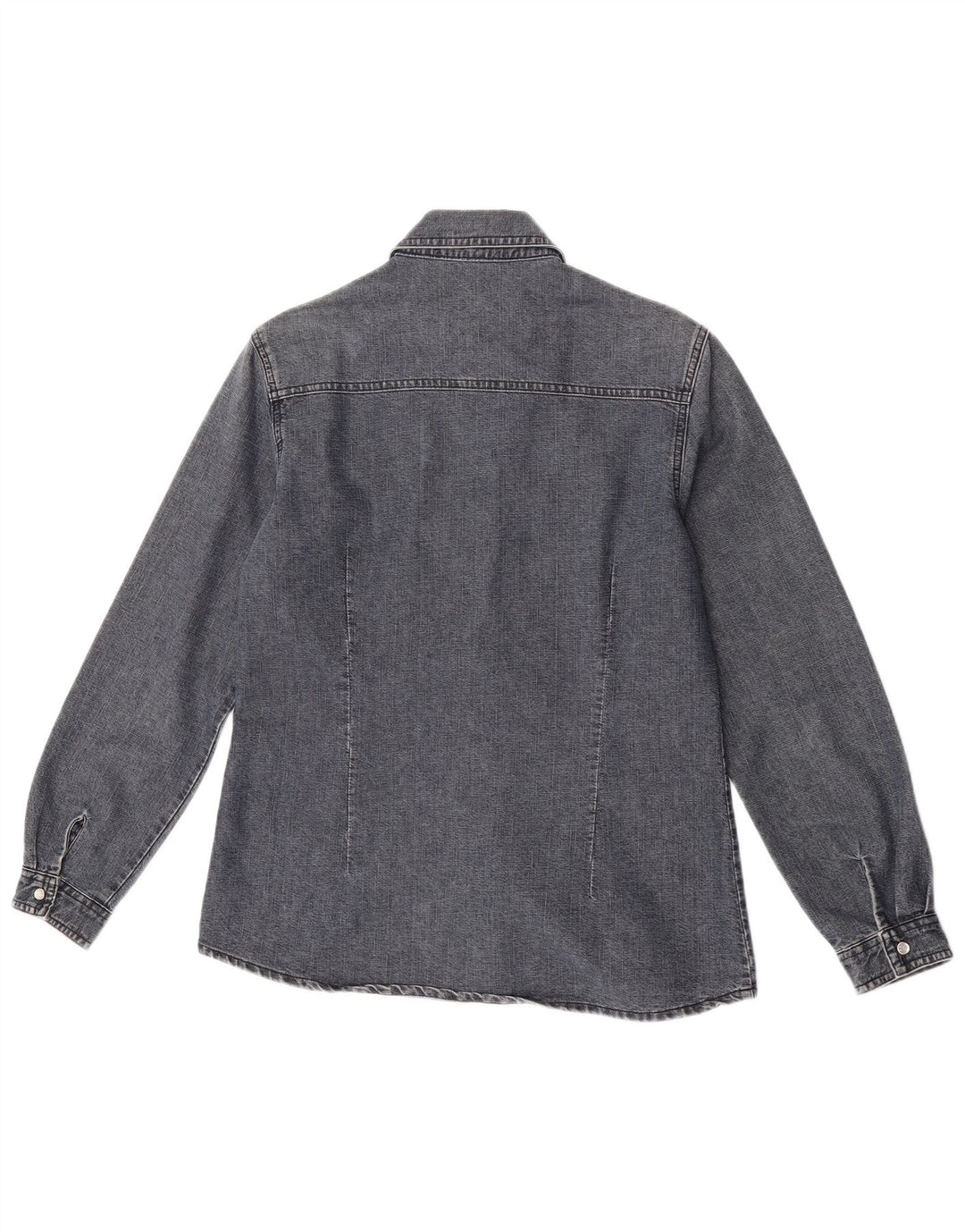 Vintage Womens Denim Shirt UK 14 Medium Grey Cotton