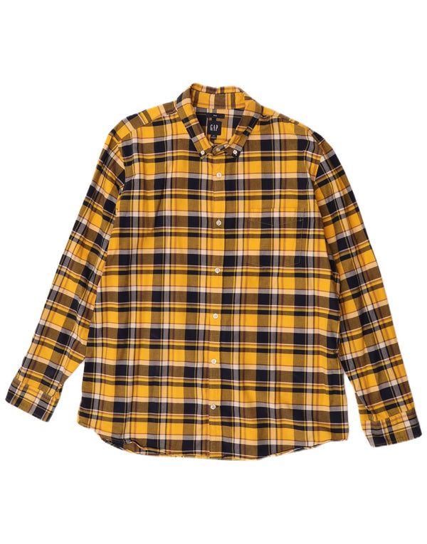 Gap Chemise slim en flanelle pour homme 2XL en coton à carreaux jaune