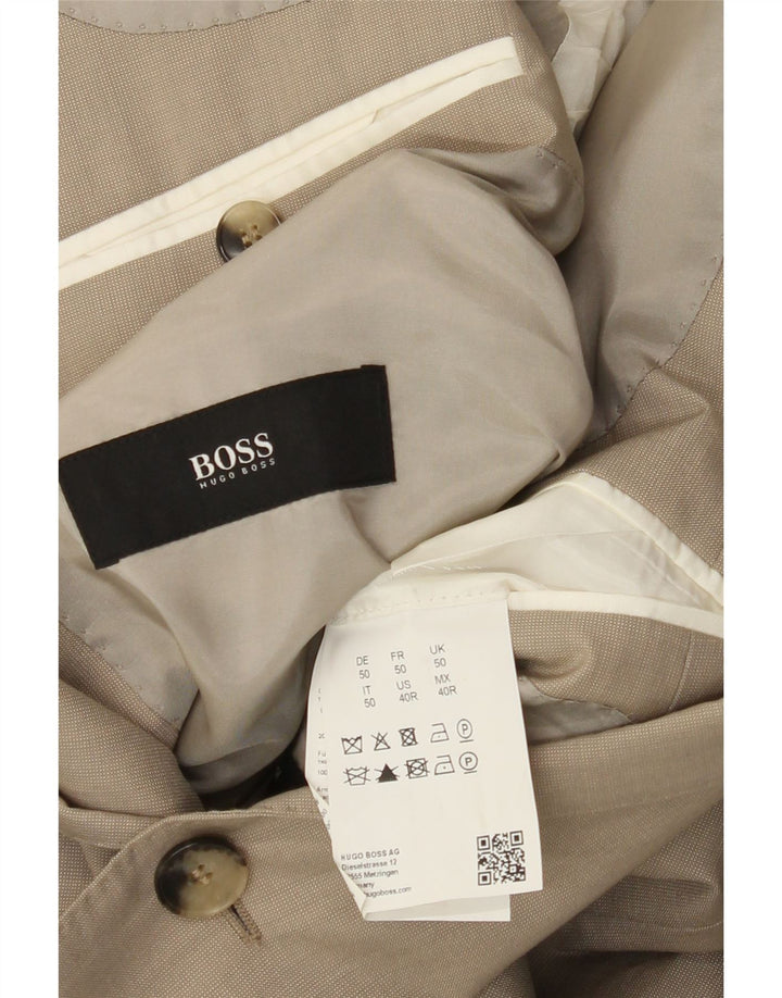 Hugo Boss Mens 2 Button Blazer Jacket EU 50 Large Beige Wool