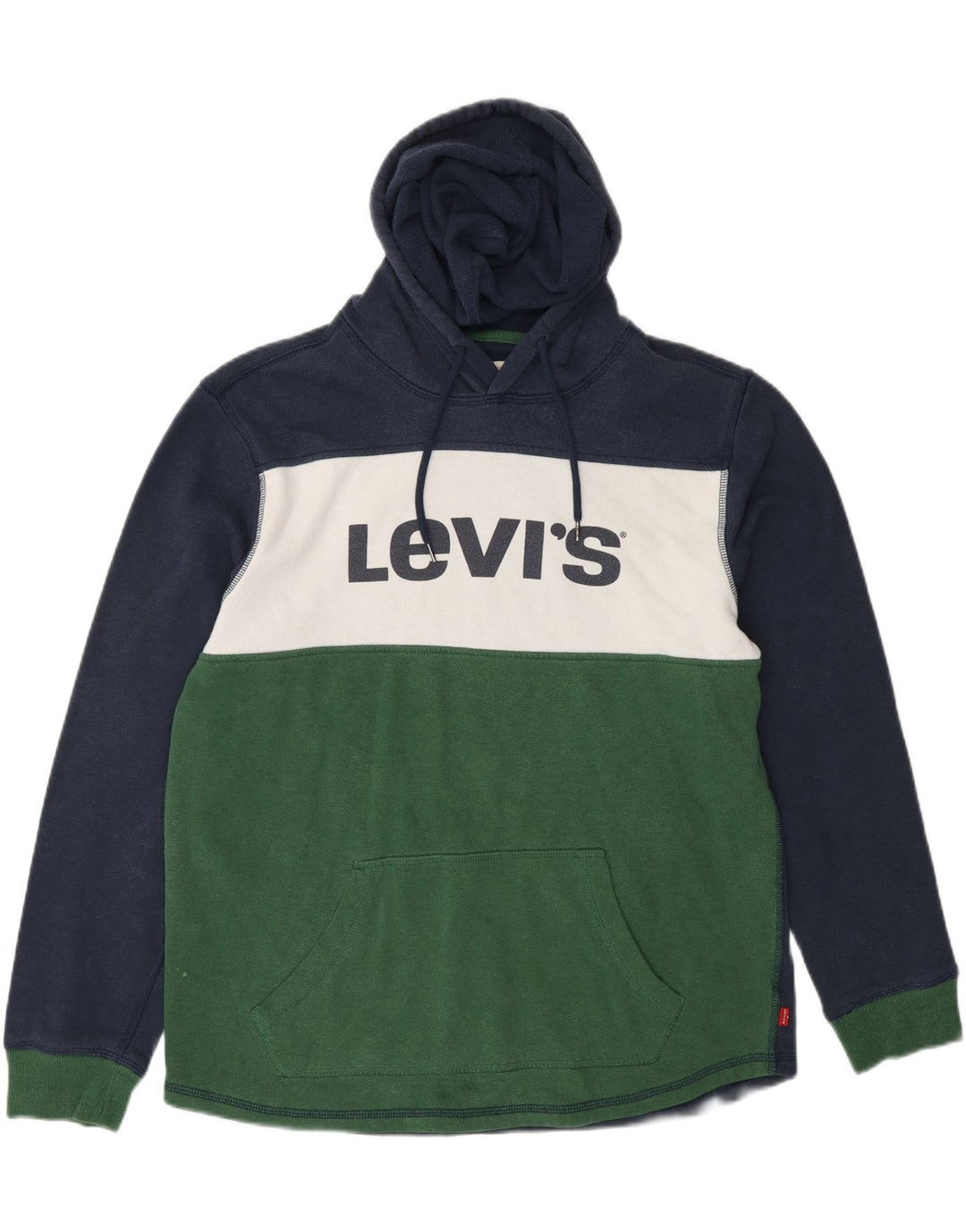 LEVI'S Mens Graphic Hoodie Jumper Medium Multicoloured Colourblock Cotton Vintage Levi's and Second-Hand Levi's from Messina Hembry 