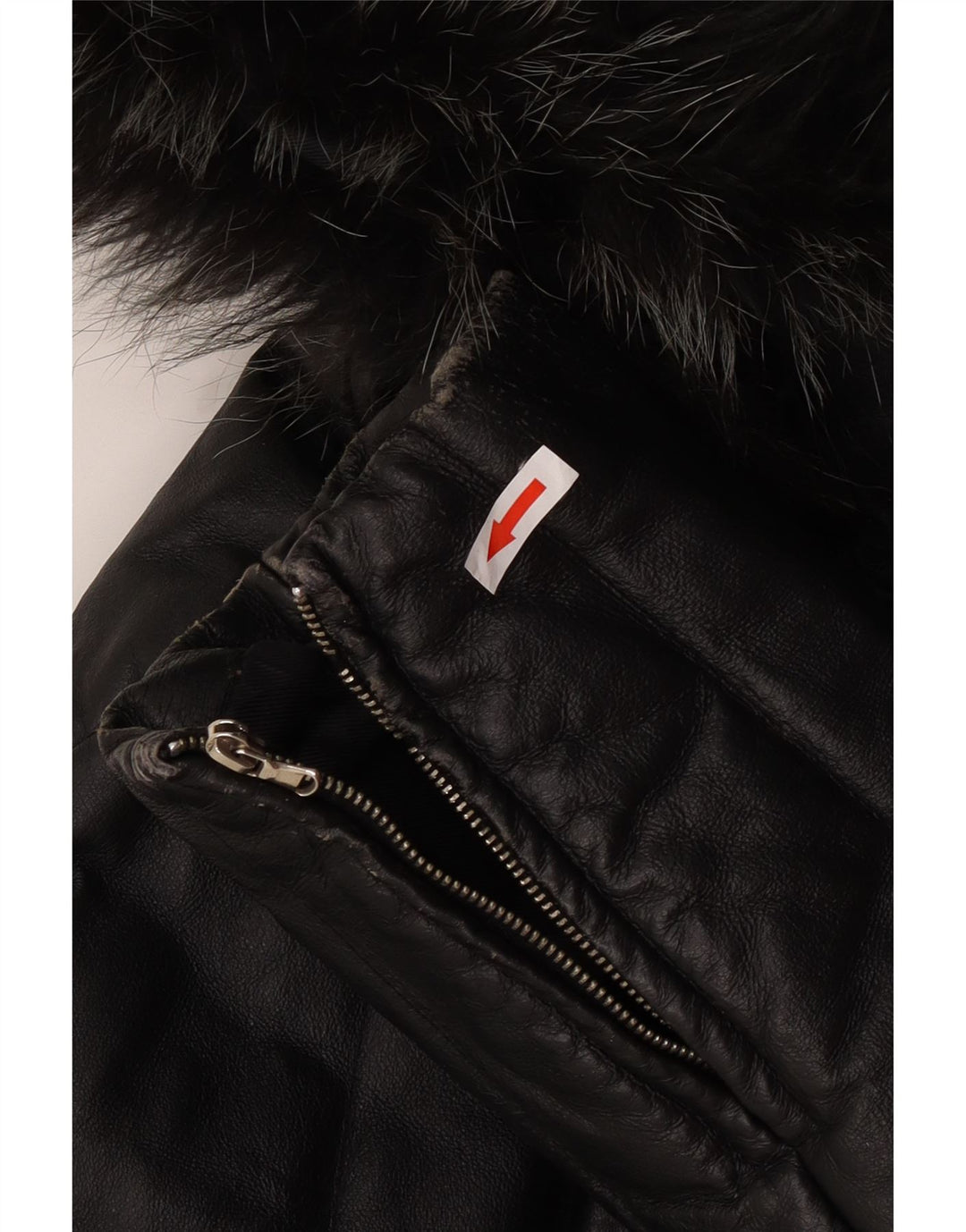 Vintage Womens Hooded Leather Jacket IT 48 XL Black Leather