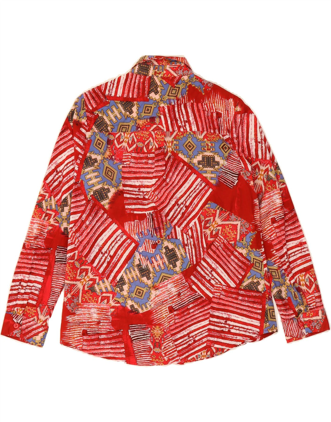 VINTAGE Womens Abstract Pattern Shirt UK 10 Small  Red Cotton Vintage Vintage and Second-Hand Vintage from Messina Hembry 