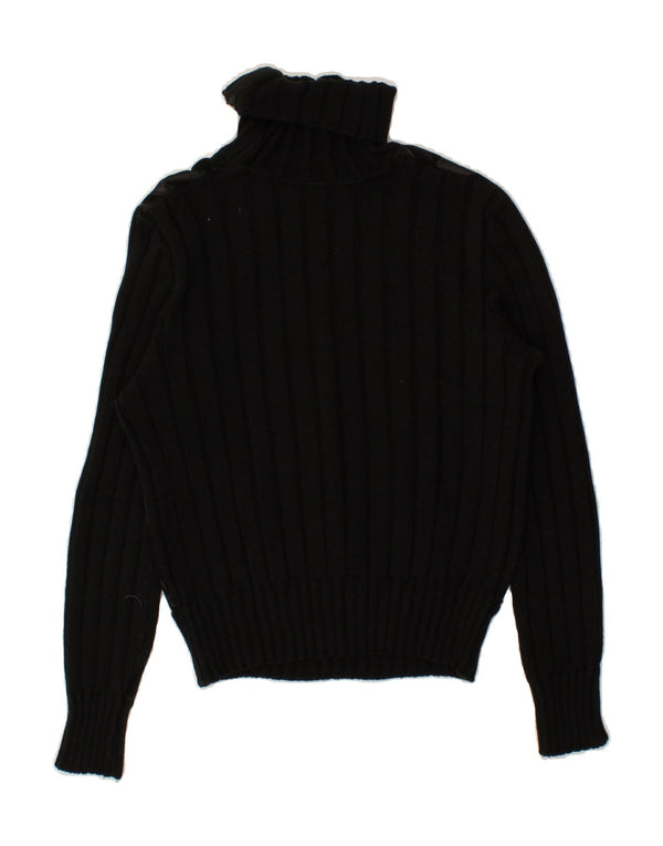 VINTAGE Womens Roll Neck Jumper Sweater UK 10 Small Black Virgin Wool