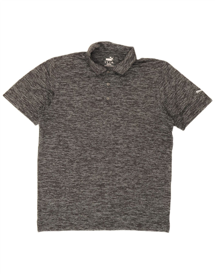 Puma Herren-Poloshirt, großes, grau meliertes Polyester