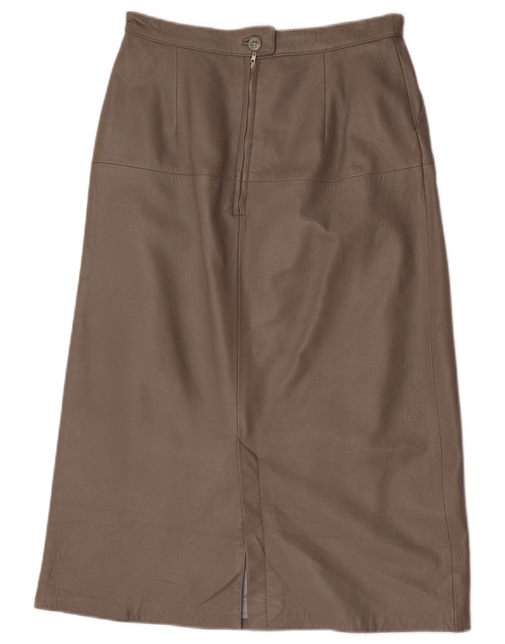 Vintage Womens Midi Leather Skirt EU 40 Medium W28 Brown