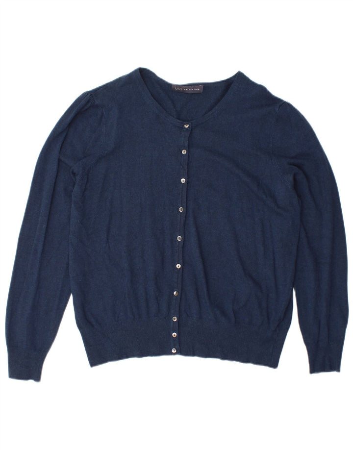 Marks & Spencer Womens Cardigan Sweater UK 14 Large Navy Blue