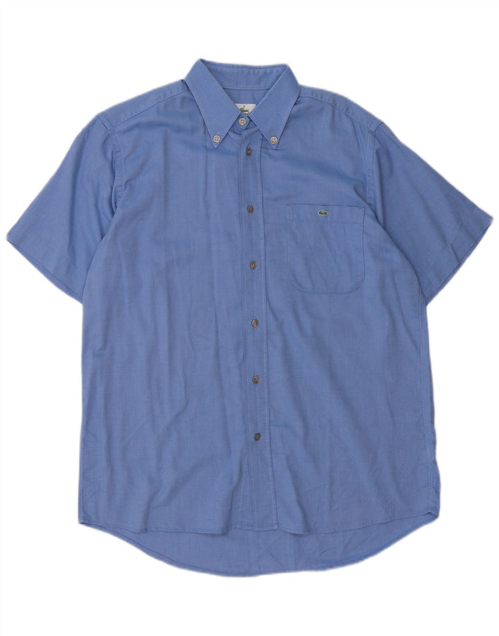 Lacoste Mens Short Sleeve Shirt Size 40 Medium Blue Cotton