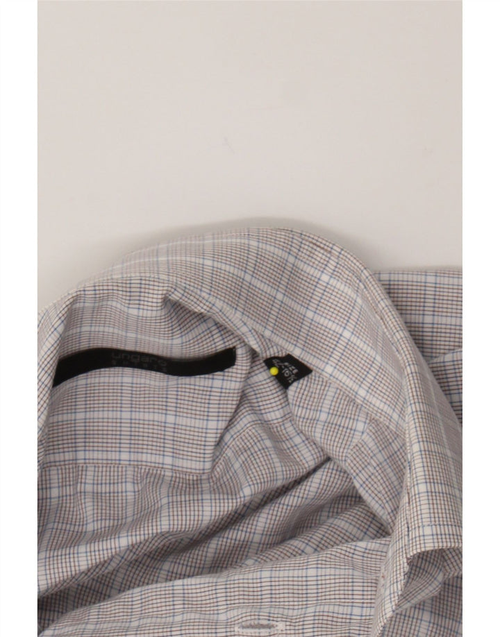 UNGARO Mens Shirt Size 42 16 1/2 Large Grey Check Cotton Vintage Ungaro and Second-Hand Ungaro from Messina Hembry 