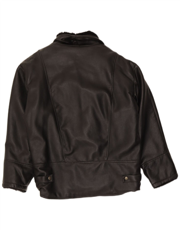 Alta Moda Mens Double Breasted Shearling Jacket UK 42 XL Black Shearling