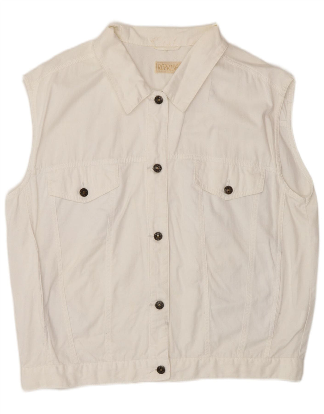 Reprise Femme Denim Gilet IT 46 Large Blanc Coton