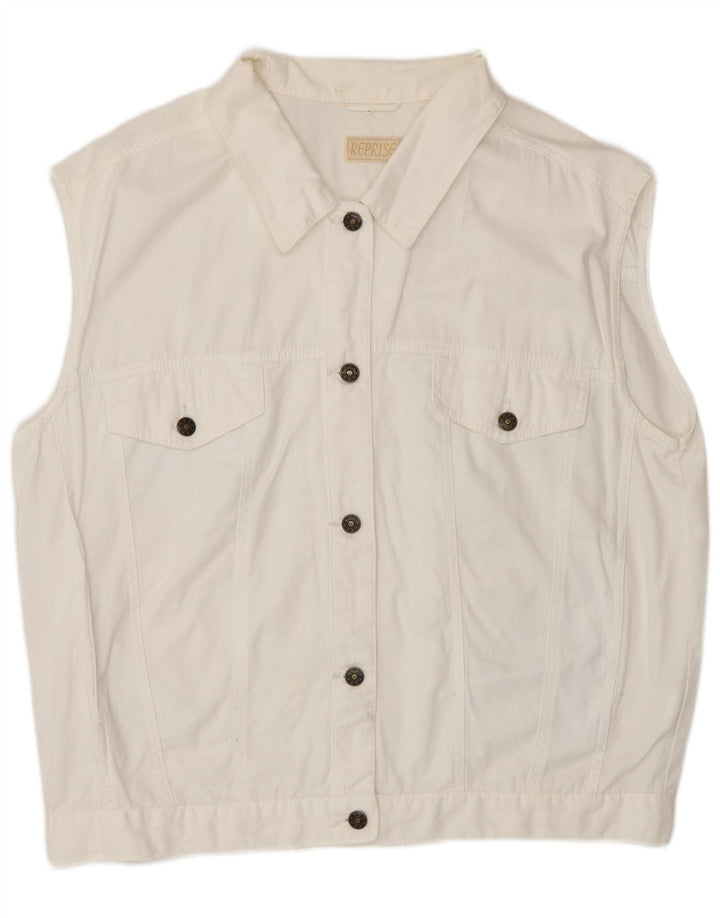 Reprise Femme Denim Gilet IT 46 Large Blanc Coton