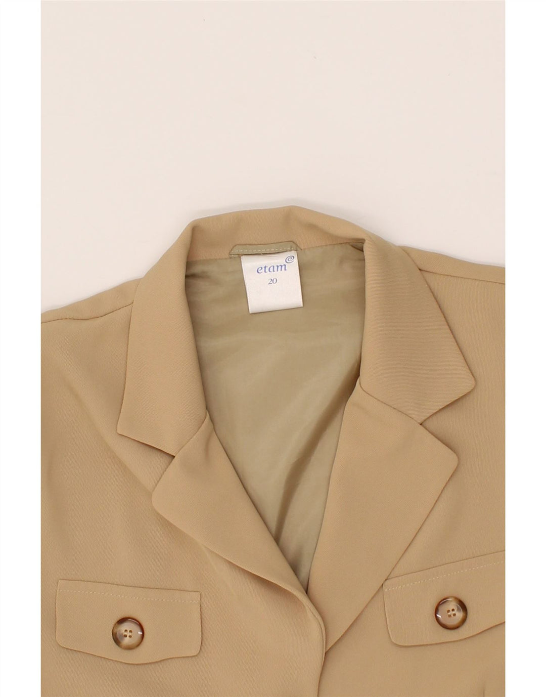 ETAM Womens 4 Button Blazer Jacket UK 20 2XL Beige Vintage Etam and Second-Hand Etam from Messina Hembry 
