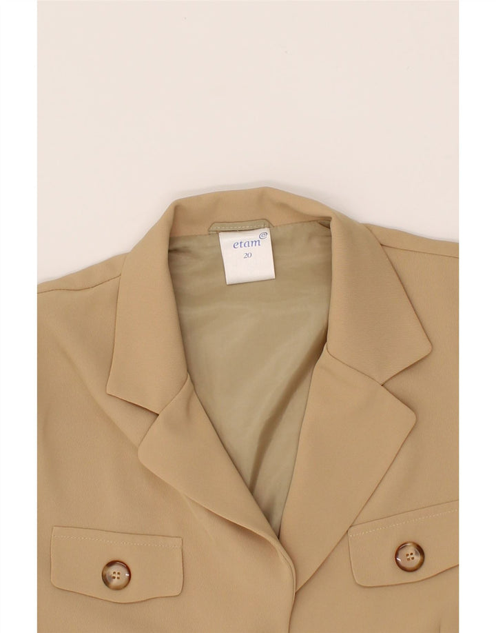 ETAM Womens 4 Button Blazer Jacket UK 20 2XL Beige Vintage Etam and Second-Hand Etam from Messina Hembry 