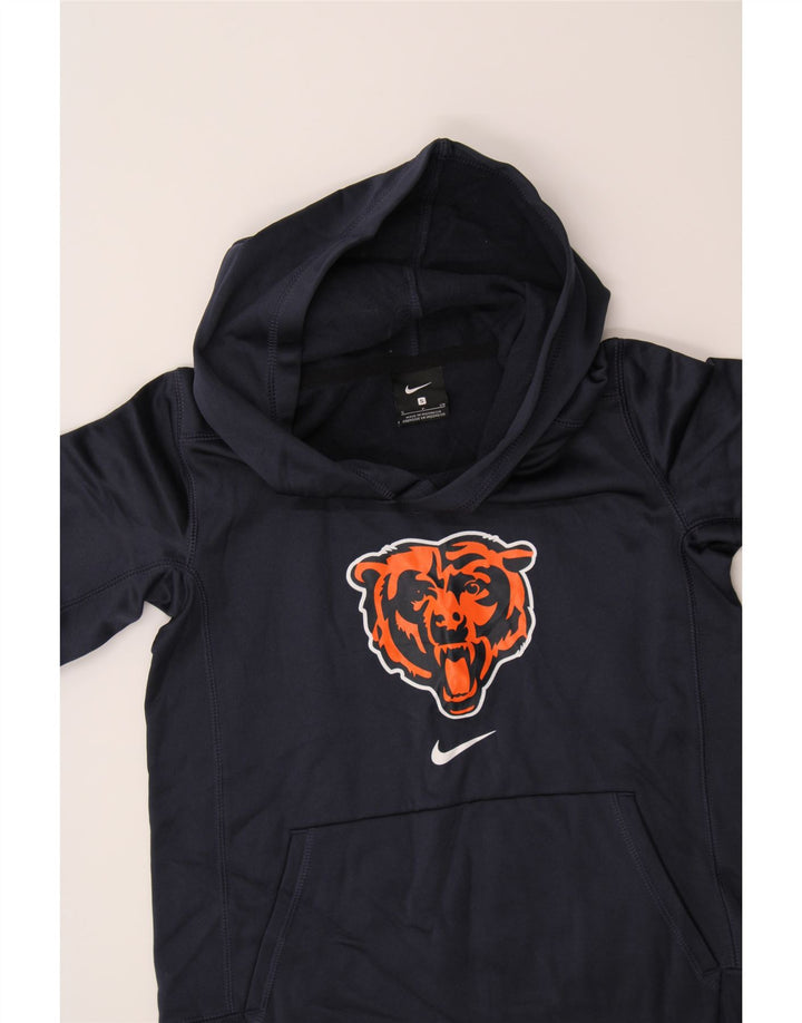 NIKE Boys Graphic Hoodie Jumper 8-9 Years Small  Navy Blue Polyester Vintage Nike and Second-Hand Nike from Messina Hembry 