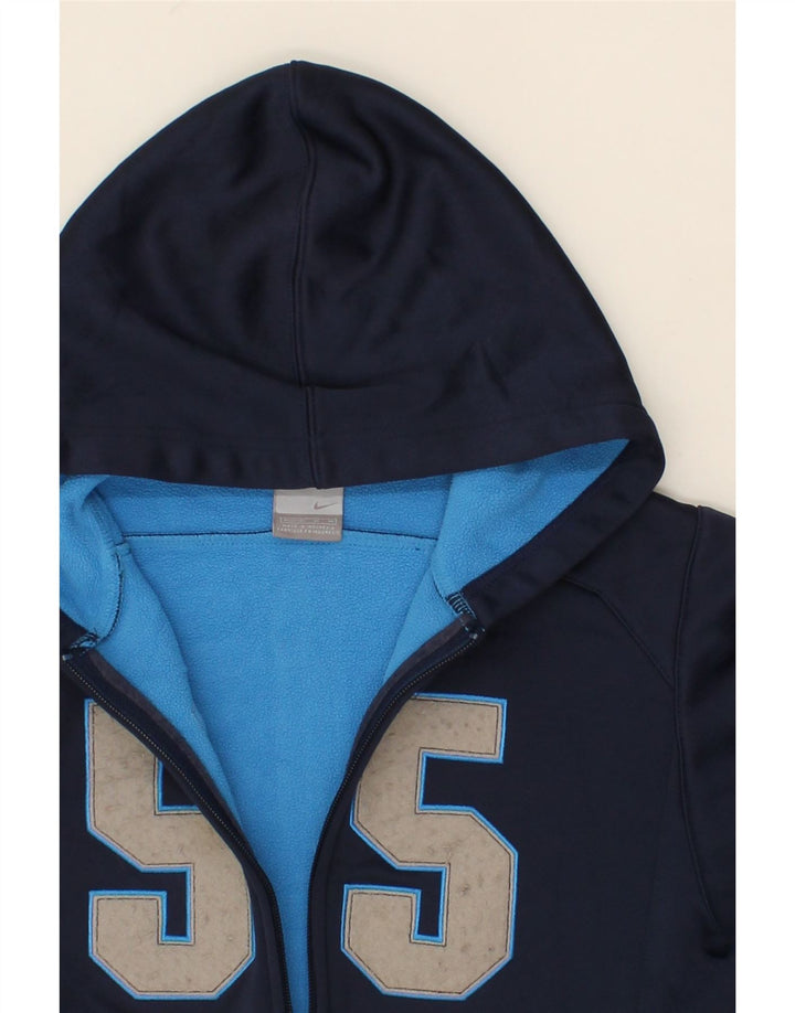 NIKE Boys Graphic Hooded Windbreaker Jacket 10-11 Years Medium Navy Blue Vintage Nike and Second-Hand Nike from Messina Hembry 