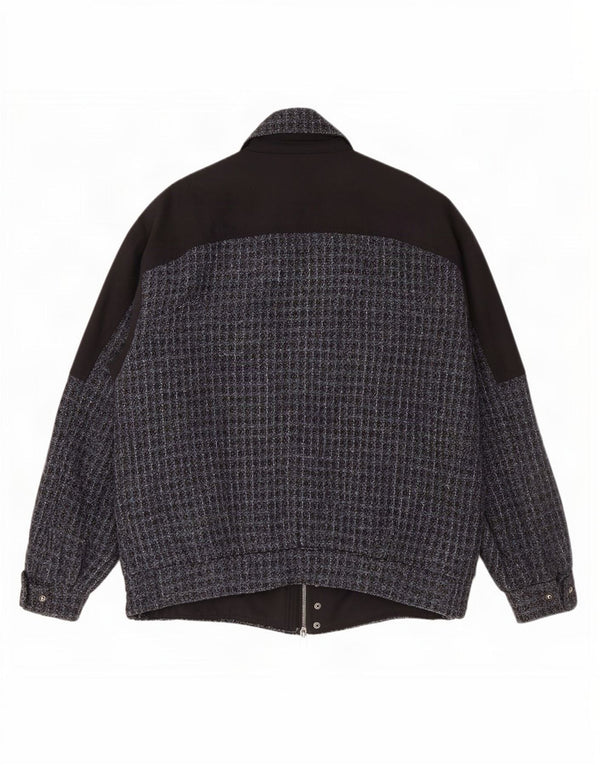 Męska kurtka bomber w stylu vintage IT 54 2XL Szara wełniana kratka